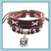 Charmarmband l￤derarmband f￶r kvinnor Mens Bangles handv￤vd fl￤tat rep ￤kta kedja p￤rla o￤ndlighet droppleverans smycken dhsn3