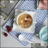 Conjuntos de vajillas 5.5 pulgadas Color en relieve Porcelana Cereal Tazón con placa de desayuno Taza de desayuno Manija Cuchara de helado Entrega de gota DHDBQ