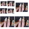 Band Rings Fashion Jewelry Metal Nail Ring Hollowed Bowknot Crown Flower Rhinstone Nails Beauty Drop Delivery Dh7Mo