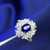 Clusterringen Fijne sieraden Saffierring Natuurlijk 1.16CT Unwheat Royal Blue Gemstone Pure 18 K Gold For Women Diamonds