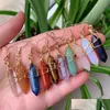 Charm Wire Wrap Charms in pietra naturale Orecchini pendenti Ametiste esagonali Lapis Quarzo viola Cristallo rosa Orecchino Chakra Pendu Dhgarden Dh4Ap