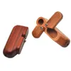 Pipes à fumer Pipe en bois de santal rouge avec boîte de rangement Pipe en bois rotative à double couche