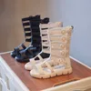 Gladiator Buty dziecięce 2022 Nowa letnia platforma dla dziewcząt Princess High-Top Back Zipper Sandals Sandals Child F05071 0202