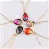 Pendant Necklaces Water Drop Crystal Necklace For Women Druzy Quartz Glass Mticolor Chain Delivery Jewelry Pendants Otkbg