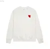 까마귀 남성과 여성 디자이너 Amis Paris Hooded Highs 품질 스웨터 자수 빨간 사랑 겨울 라운드 목 점퍼 커플 스웨트 셔츠 6f