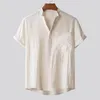 Herren T-Shirts Herren O-Ausschnitt Hip Hop T-Shirt Tops Home Vintage Reine Farbe Leinen Solide Kurzarm Retro Bluse Sommer Mode Männer