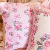 Pillow High Quality Pink Pillowcase Bow Floral Decorative Pillows For Sofa Double-Sided Printed 40x40 Square Cover