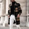 Herr ullblandningar Plaid Male Coat 2023 Utrikeshandel önskar europeisk station Amazon Windbreaker Speed ​​Selling Hair Wholesale Will22