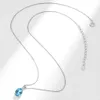 Pendant Necklaces Luxury S925 Sterling Silver 7*9mm Blue Zircon Pendant Necklace for Women Artificial Topaz Fine Jewelry Anniversary Gift for Wife G230202