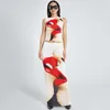 Vêtements pour femmes mode Two Piece Imprimerie physique personnalisée enveloppe de style de rue poitrine mince jupe costume