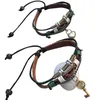 Link-Armbänder, 2 Stück/Set, Liebhaber, Schlüsselverschluss, Anhänger, handgewebtes Leder, Charm-Armband, Armreifen, Paare, verstellbar, Freundschaftszubehör