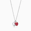 Pendant Necklaces 2022 High quality 1 1 TTFF 925 sterling silver fashion double heart necklace jewelry original design lettering craft G230202