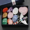 Pendant Necklaces Natural Stones 7 Chakra Set Healing Crystals 7Pcs Tumbled Gemstone Heart Shaped Rose Quartz Angel Wing Yoga Jewelry Kit