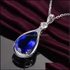 Pendant Necklaces Angel Eye Necklace Sapphire With Blue Crystals For Women Party Jewelry Gifts Fashion Sier Drop Delivery Pendants Dhw6N