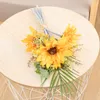 Decorative Flowers Artificial Flower Yellow Handle Sunflower Bridal Holding Wedding Table Christmas Arrangement Home Party Decoration