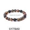 Perles 8 mm mat œil de tigre perles de pierre hématite lave brin bracelets pour femmes hommes yoga bouddha énergie bijoux livraison directe Dhgarden Dhkvu