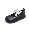 Flat Shoes Kid's Kids 'Leather 2023 Spunautumn Lovely Round Toe Girls Bowtie Blackwhite Princess Party