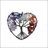 Colliers pendents Copper Rainbow 7 Chakra Tree Natural Stone Quartz Collier Drop Livraison Jewelry Pendants DHSSQ