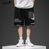 Men's Shorts Casual Printing Letter Fake Two Sweatpants Summer New Loose Patchwork Street Hip Hop Micro-bomb Fashion All-match 2022 Y2302