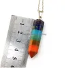 Oorbellen ketting chakra vorm natuursteen hanger set genezing kristal regenboog edelsteen sieraden sets voor vrouwen drop levering dhodb