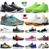 Kobe 6 Mamba Shoes Zapatos de baloncesto Zoom Kobes 5 Protro Mambacita Grinch Pink Alternate Bruce Lee Del Sol Big Stage Undefeated x What If Pack Sneakers