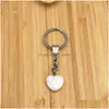 Porte-clés en forme de coeur en pierre naturelle, couleur argent, guérison, améthyste, cristal rose, décoration de voiture, pour femmes et hommes, juif Dhgarden Dhqec