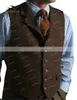 Gilets pour hommes Vert Casual Gentleman Hommes Plaid Veste en laine douce Gilet Tweed Business Café Gilet pour homme mariage pour fête 230202