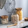 Garrafas de armazenamento jarro de vidro transparente com tampa de chá de doces caseiro caseiro caseiro de café lanche material de cozinha