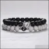 Kralen strengen zwarte witte steen kralen paar armband diy az 26 letters armbanden vriendschap geluk kinderen familie cadeau levering jood otboh