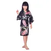 Etniska klädflickor 'Bird Flower Satin Kimono Wrap Sleepwear Robe Bathrobe Short Peacock för Spa Party Wedding Birthdayetnic