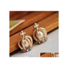 Stud Ladys Accessories For Women Fashion Jewelry Refined Colorf Rhinstone Golden Crown Pearl Princess Earrings Drop Delivery Dhv4H