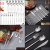 Dinnerware Sets Pcs Set 18/10 Stainless Steel Tableware Knife Fork Spoon Flatware Dishwasher Safe Cutlery Drop Delivery Home Garden Dhlov