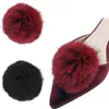 Shoe Parts Accessories 2 Pcs Fluffy Pom Clips Women s Embellishment Detachable Decoration for Ladies High Heel Bag 230202