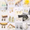 Veel 18K vergulde luxe ontwerpers letters stud geometrische beroemde vrouwen kwastjes kristal strass pearl earring bruiloftsfeestje sieraden