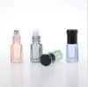 3 ml mini eteriska oljor metallrulle kul glas parfym flaskor resenär tom roll-on återfyllningsbara flaskor grossist