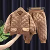 Kleidung Sets Winter Kinder Halten Warme Kleidung Herbst Kinder Jungen Mädchen Verdicken Baumwolle Jacke Hosen 2 Teile/sätze Baby Infant Casual Trainingsanzüge 230202