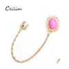 Ear Cuff 1 Piece Tassel Chain Clip Earrings Green Pink Acrylic Charms L￥ngt uttalande f￶r kvinnor Punk Enkel ￶rh￤nge Wholesale Drop de OT45V