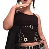 Zbiorniki damskie Camis Xingqing Gothic Crop Tops for Women Star Print Spaghetti Pasek Sleveless Camisole Punk Tank Dark Academia Ubrania Streetwear Y2302