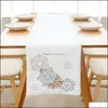 Table Runner Crossborder Christmas Nordic Style White Hair Snowflake Home Restaurant Dress Up Flag Printing Placemat Drop Delivery G Dh1Qx