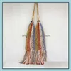 Bolsas de almacenamiento Summer Bohemian Fishnet Women Shoder Colorf Tassel Tassel Lady Bags Handmade Hollow Beach Tote carteras Drop Deli Dhhzs