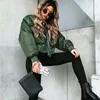 Vestes Femme Élégant dame automne hiver za vert vestes courtes femmes mode fermeture éclair manches longues bomber veste vêtements d'extérieur manteau femme 230202