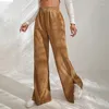 Spodnie damskie damskie elastyczna talia sztrukoi rozszerzone szerokie dzielone spodnie nogi jesienne zima prosta aksamitna luźna swoboda