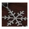 Pendant Necklaces Fashion Rhinestone Snowflake Long Chian Sweater Chain Double Layers Snow Necklace For Women Christmas Gift Drop De Otaoq