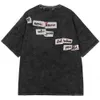 Men's T-Shirts Hip Hop Oversize Washed T-Shirt Streetwear Harajuku Ripped Letter Graphic Printed T Shirt 2021 Men Spring Summer Short Sleeve G230202