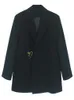 Costumes pour femmes Blazers Chicever noir pour femmes col cranté à manches longues solide blazer droit femme vêtements de mode coréenne 2023 style