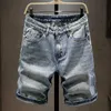 Men's Shorts Summer Men Ripped Hole Denim Casual Straight Fashion Vintage Bleach Street Motorcycle Short Jeans Male Bermuda Y2302