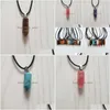 Pendentif Colliers Agate Naturelle Rose Quartz Cristal Pierre Mixte Point Hexagonal Pilier Simple Collier Élégant Taille 22X9Mm Dro Dhgarden Dhse5