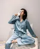Women's Sleepwear SURE YOU LIKE Spring/Autumn Women Pajamas Set Long Sleeve Ice Silk 3pcs Pajymas Sets Home Loose Leisure Nightwear Suit
