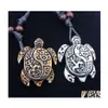 Pendentif Colliers Tortue Collier Tribal Imitation Yak Bone Blanc Brun Sculpté Charmes Pendentifs Amet Vintage Cadeau Bénédiction Lucky Drop Dhqag