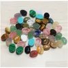 Steen 6x8 mm Natuurlijke ovale cabochon losse kralen Rose kwarts turquoise stenen gezicht voor reiki genezende kristal ornamenten ketting dhgarden dhowm